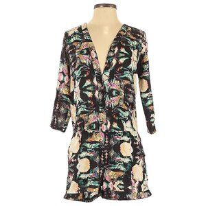 Micky London Tribal Abstract Watercolor Boho Plunge Lightweight Romper Size S